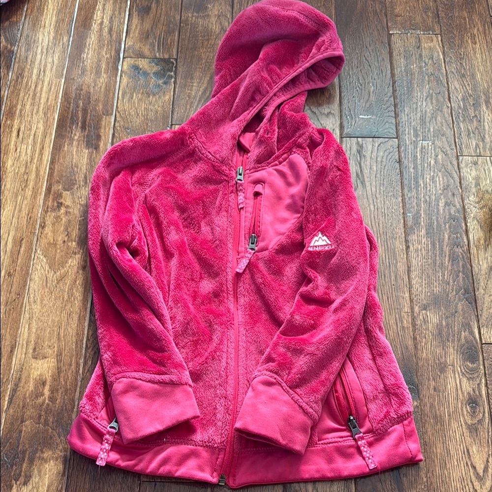 Snowy Kids Pink Fleece Hoodie 7/8